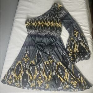 Urban Mango Womens Med Mini Dress Off Shoulder Flare Sleeve Rope Tie Fit & Flare